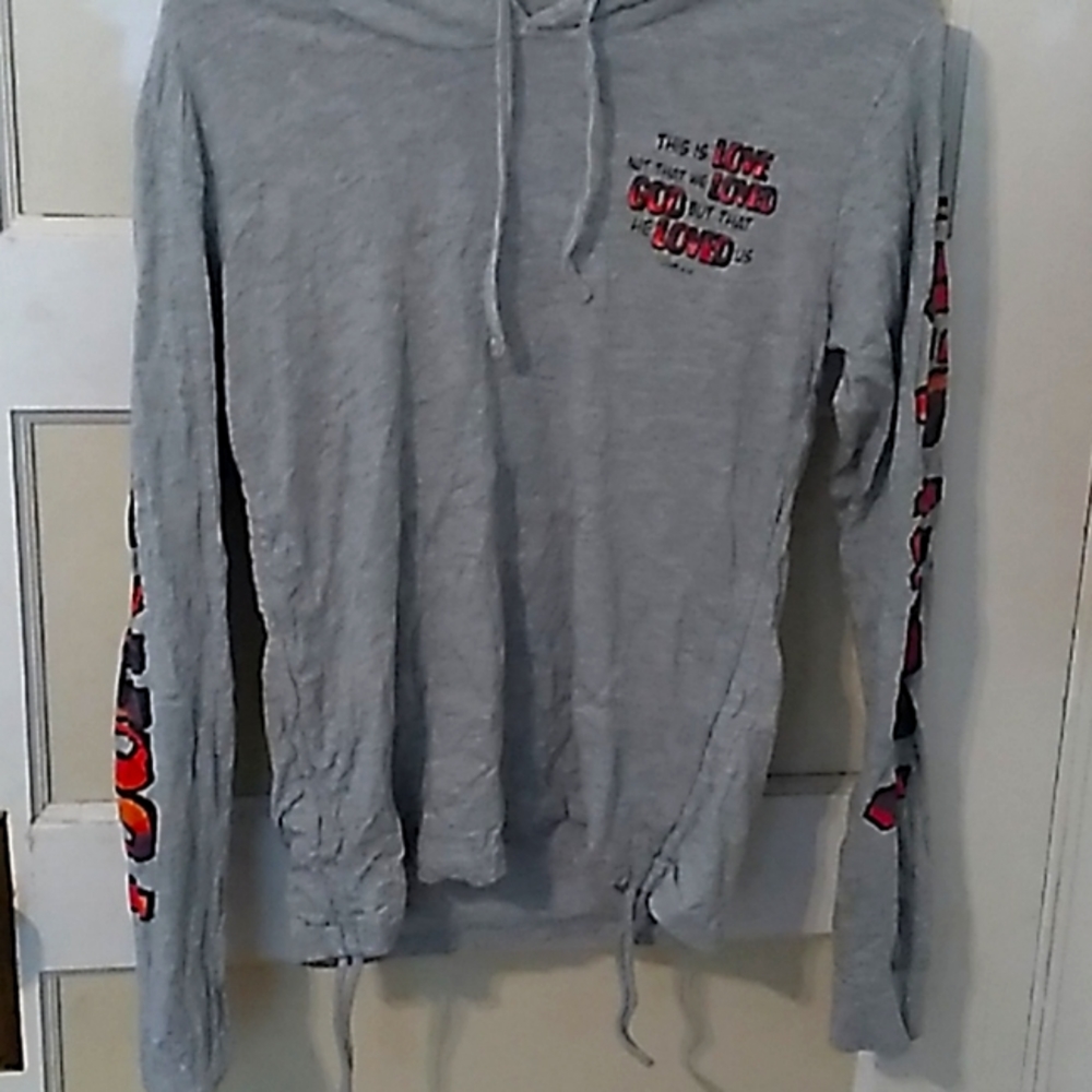 On fire gray John 4:10 blessed shirt size large